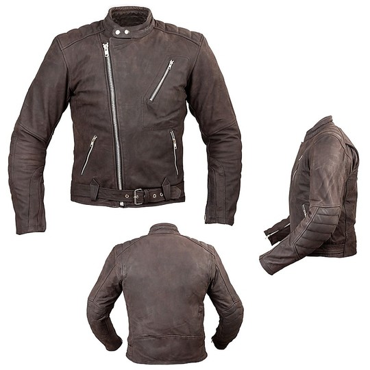 Jacke Custom Leather Full Grain A-Pro Model Poker Brown
