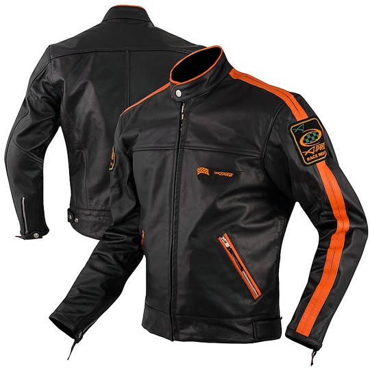 Jacket Custom Leather Full Grain Model A-Pro Silverstone Orange