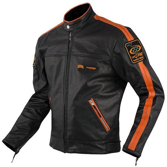 Jacket Custom Leather Full Grain Model A-Pro Silverstone Orange