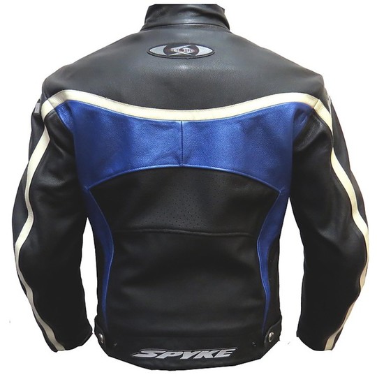 Jacket Genuine Leather Motorcycle Jacket Spyke Thorn Gp Black / Blue