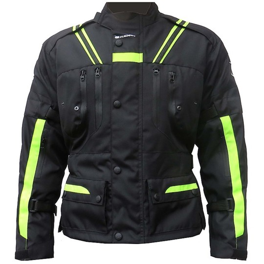 Jacket Jacket Moto Judges fabric 3 Layers Model Master tour Black Yellow Fluo