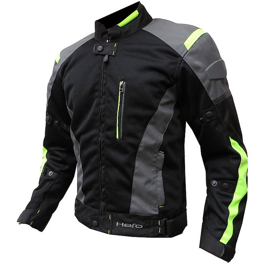 Jacket Techno Moto Summer Hero Traforato 876 Black Grey Fluorescent Yellow