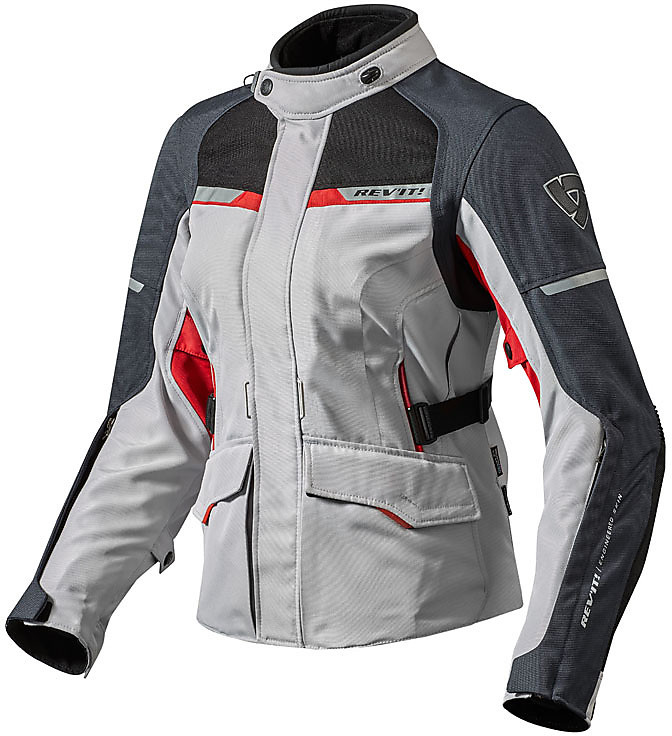 Jacket Women Moto Fabric Rev'it 2017 OUTBACK 2 Lady Silver Red For Sale Online - Outletmoto.eu