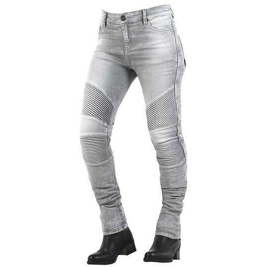 Jean Moto Woman Over Gray Road Snow Overlap CE Approved