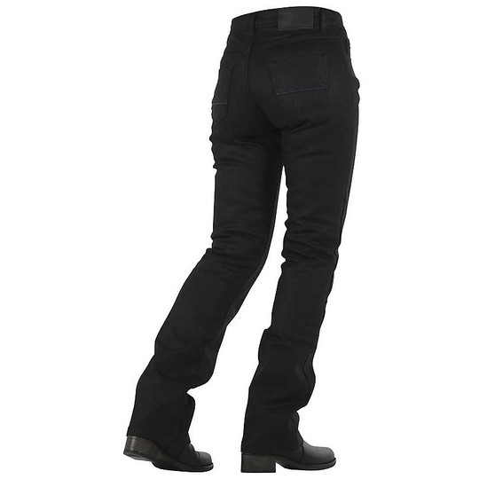 Jean Moto Woman Overlap Donington Black Waxed CE Approved