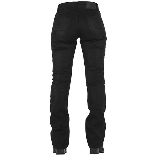 Jean Moto Woman Overlap Donington Black Waxed CE Approved