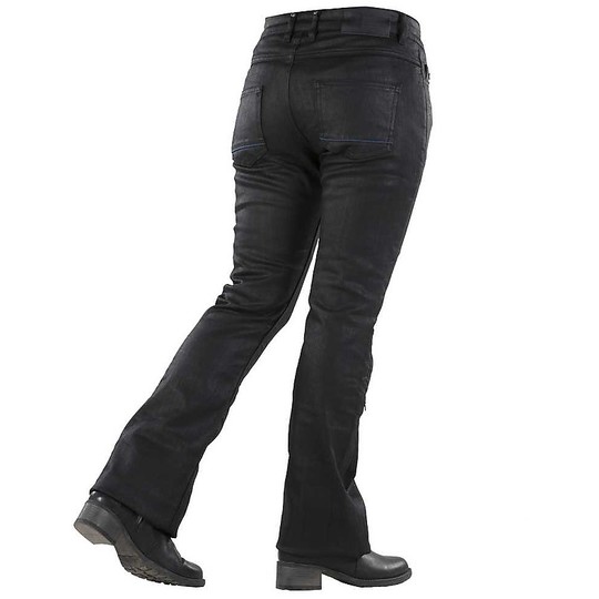 Jean Moto Woman Overlap Harlow Black Waxed CE Approved