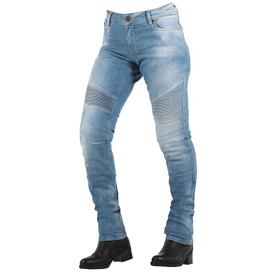 Jean Moto Woman Overlap Imola Sky Blue CE Approved