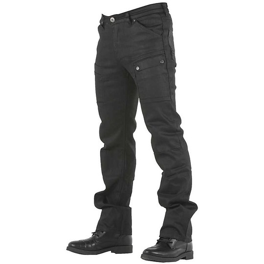 Jean Motorcycle Overlap All Road Sturgis Black Waxed CE with aramid fibers