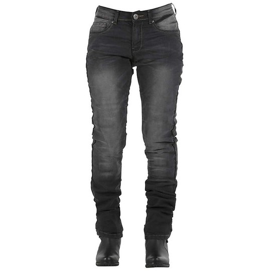 Jean Motorcycle Woman Overlap City Lady Black Washed EC Approved