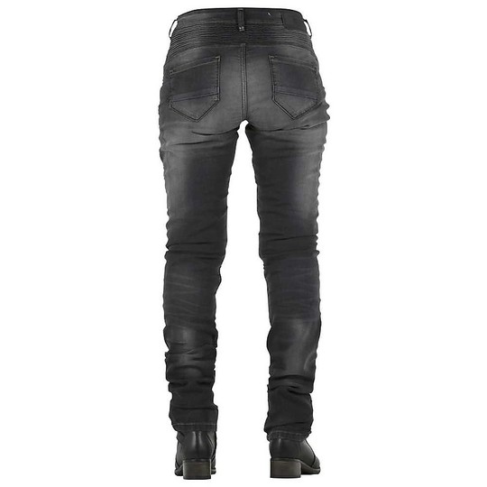 Jean Motorcycle Woman Overlap City Lady Black Washed EC Approved