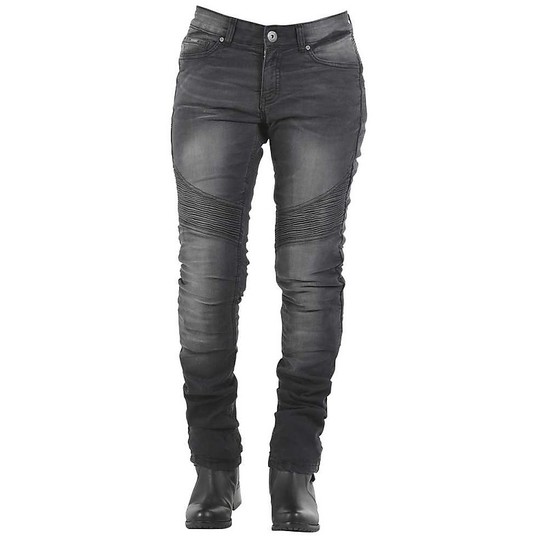 Jean Motorcycle Woman Overlap Imola Black Washed EC Approved