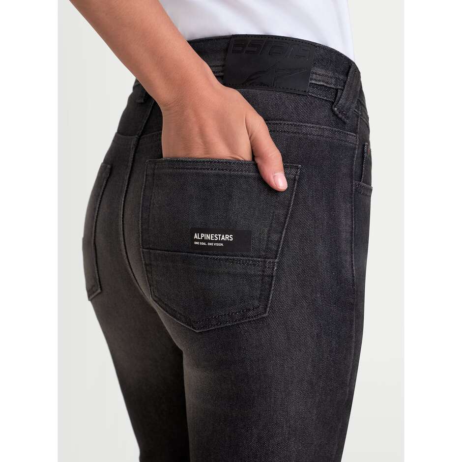 Jeans Moto Donna Alpinestars STELLA FLEX-AST 7 DENIM PANTS Nero Sbiadito
