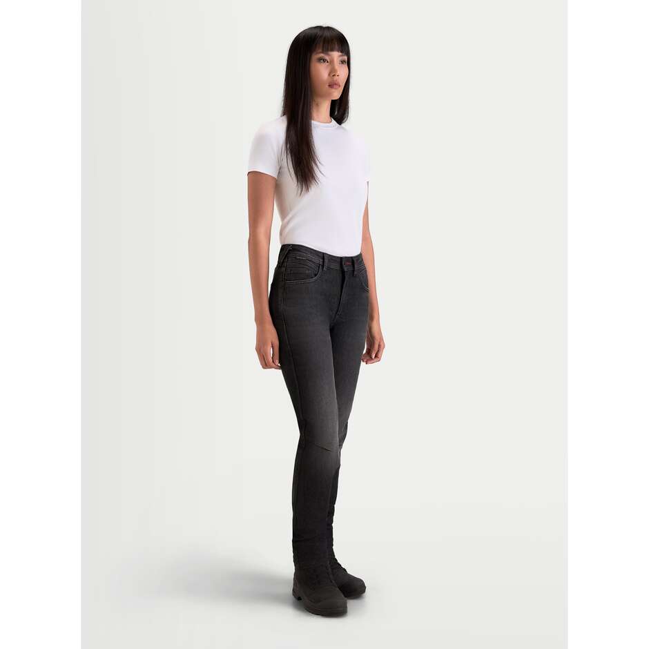 Jeans Moto Donna Alpinestars STELLA FLEX-AST 7 DENIM PANTS SHORT Nero Sbiadito