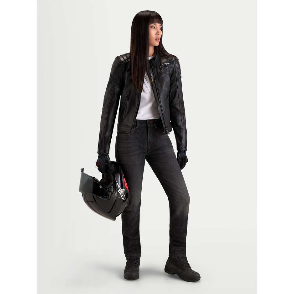 Jeans Moto Donna Alpinestars STELLA FLEX-AST 7 DENIM PANTS SHORT Nero Sbiadito