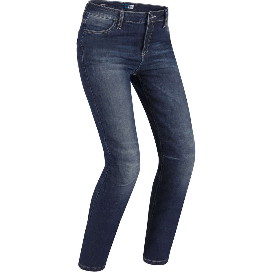 Jeans Moto Donna Pmj NEW RIDER LADY Indigo Blu