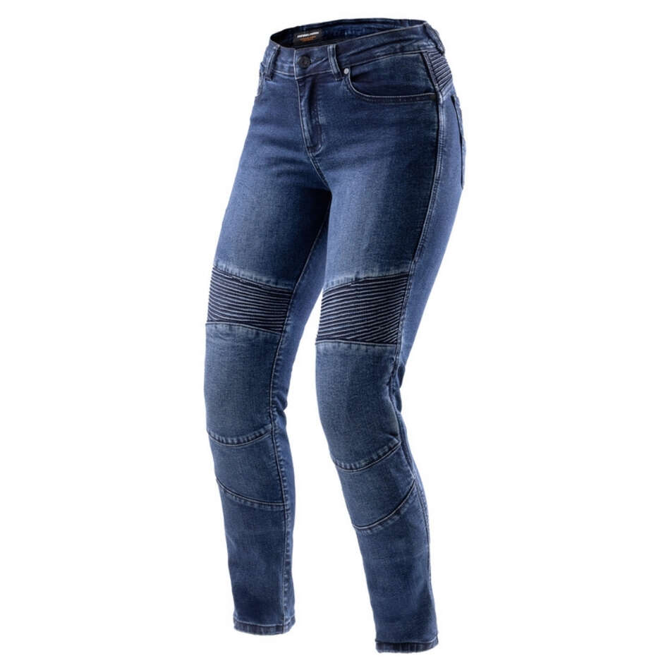 Jeans Moto Donna Rebelhorn AGNESS 2 Monostrato Blu Slavato L30
