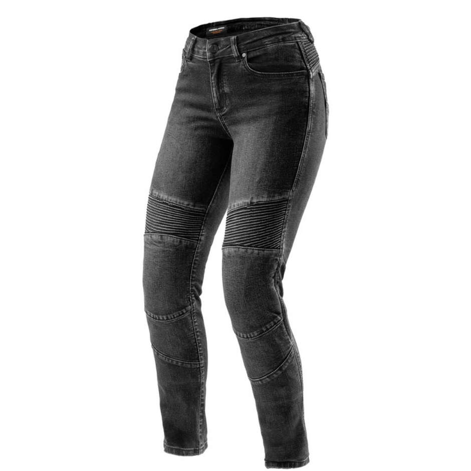 Jeans Moto Donna Rebelhorn AGNESS 2 Monostrato Nero Lavato L28