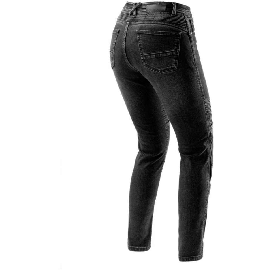 Jeans Moto Donna Rebelhorn AGNESS 2 Monostrato Nero Lavato L28