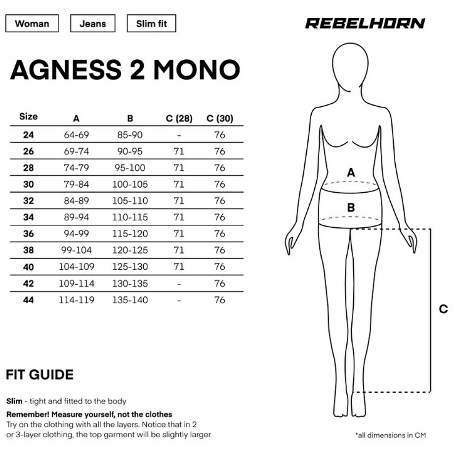 Jeans Moto Donna Rebelhorn AGNESS 2 Monostrato Nero Lavato L28