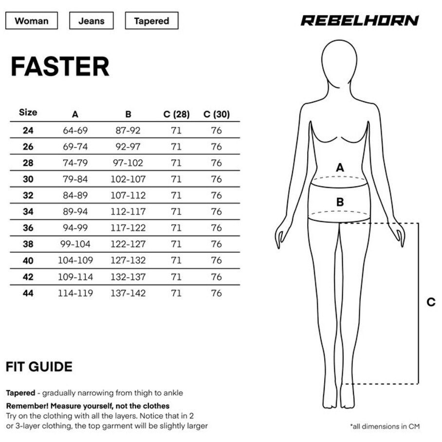 Jeans Moto Donna Rebelhorn FASTER Nero L28