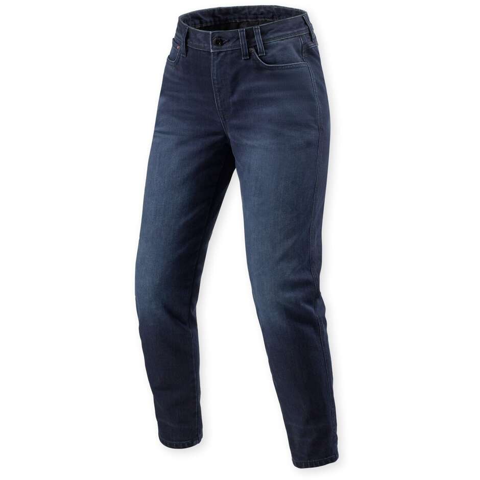 Jeans Moto Donna Rev'it Harper Tapered Ladies Blu scuro usato - L30