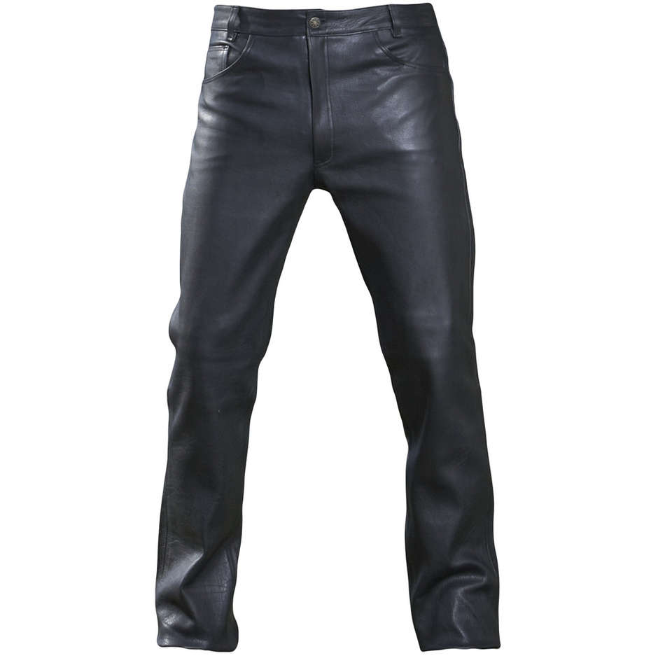 Jeans Pantaloni Moto in Pelle Custom Gms Nero