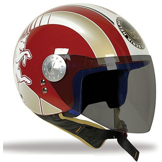 Jet Berik Motorrad Helm mit Visier Farbe Torino Granata