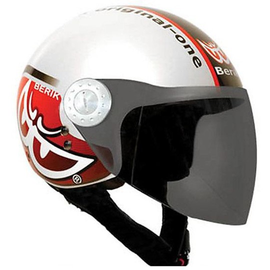Jet Berik Motorrad Helm mit Visier Logos