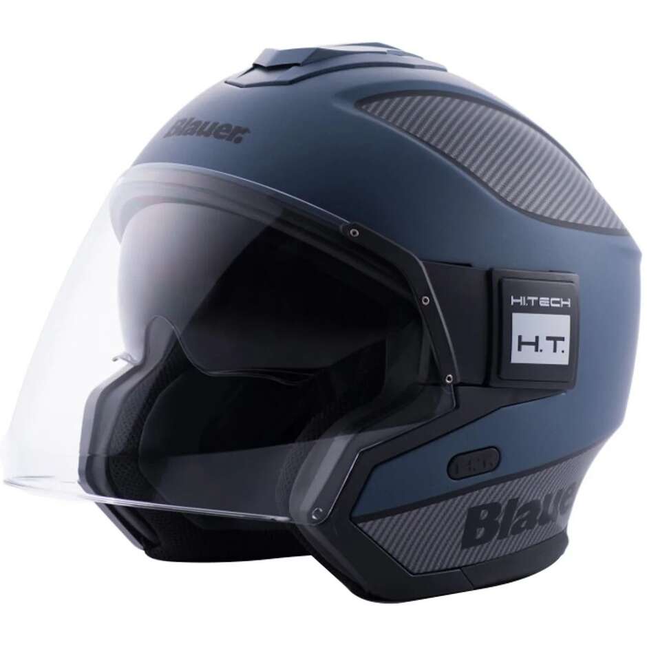 Casco Jet Blauer Solo BTR In Fibra Di Vetro – Visiera Solare, Doppia Densità, Preparato Per Bluetooth, ECE 2205