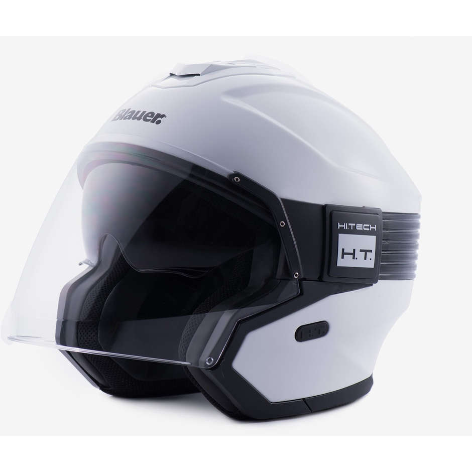 Jet Blauer motorcycle helmet in HACKER BTR Pearl White black fiber