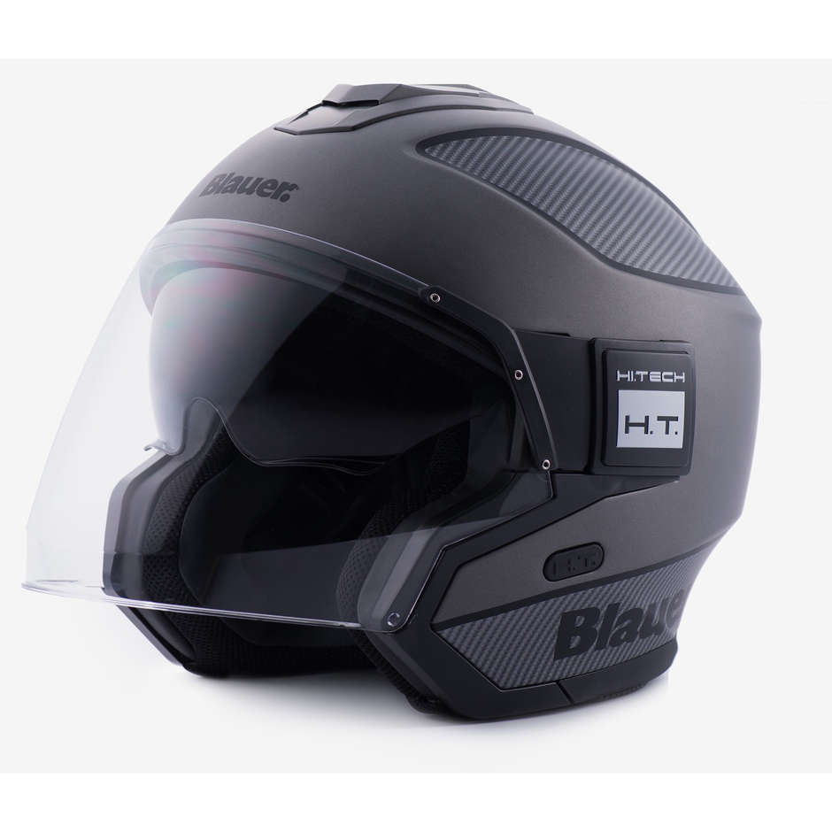Jet Blauer motorcycle helmet in Matt Anthracite Fiber Only