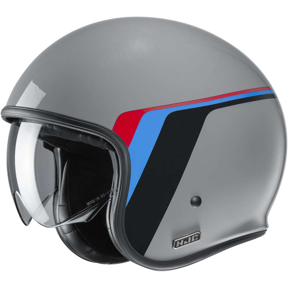 Jet Custom Helmet in Fiber HJC V30 OSOR MC5 Gray Red Blue