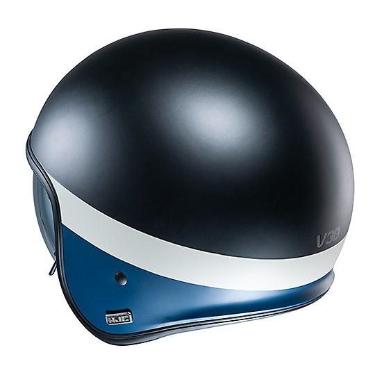 Jet Custom Helmet in Fiber HJC V30 PEROT MC2SF Black White Blue Matt