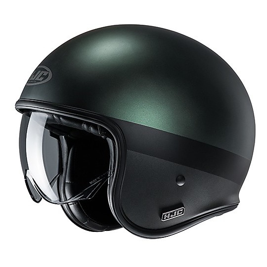 Jet Custom Helmet in Fiber HJC V30 PEROT MC4SF Black Matt Green