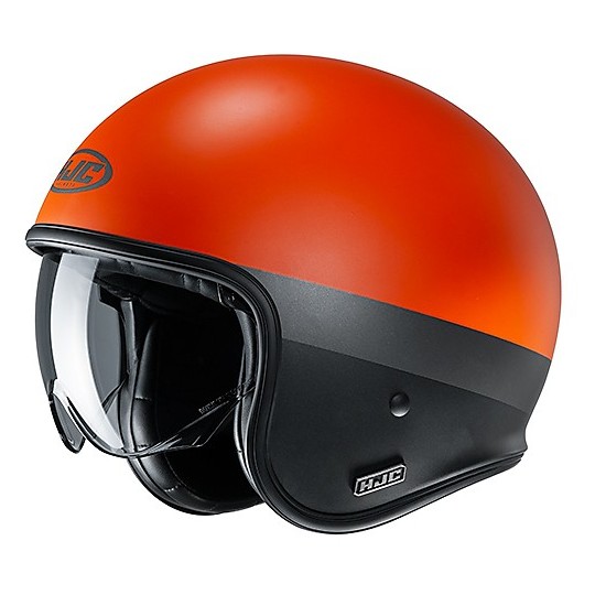 Jet Custom Helmet in Fiber HJC V30 PEROT MC7SF Black Orange Matt