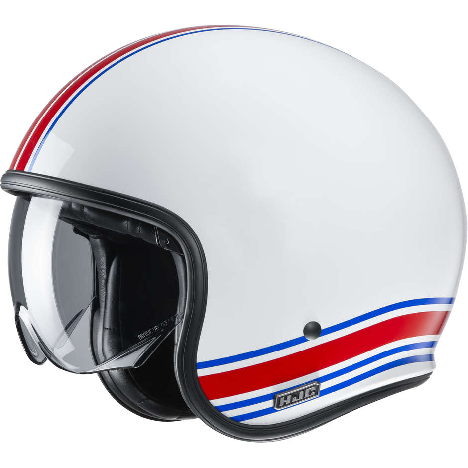 Jet Custom Helmet in Fiber HJC V30 SENTI MC21 White Red Blue