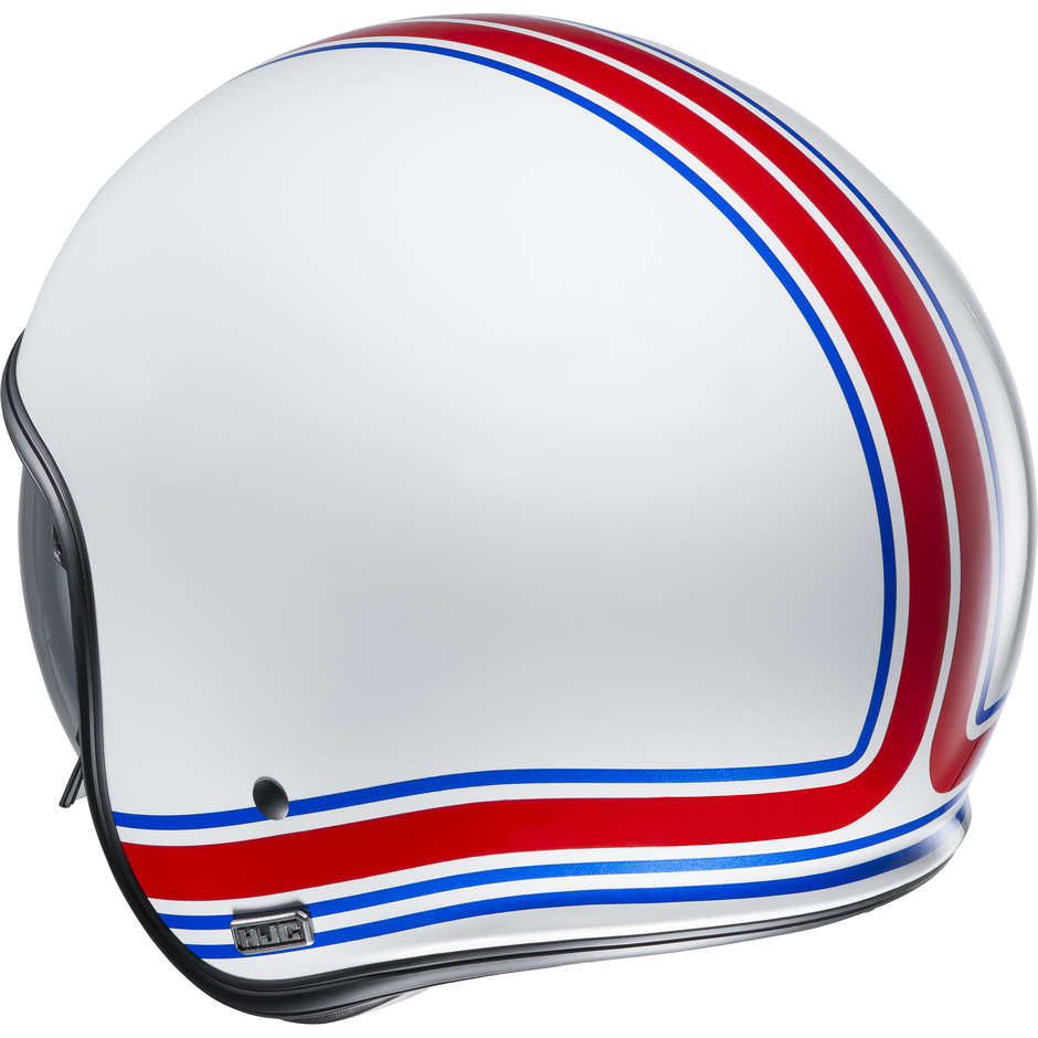 Jet Custom Helmet in Fiber HJC V30 SENTI MC21 White Red Blue