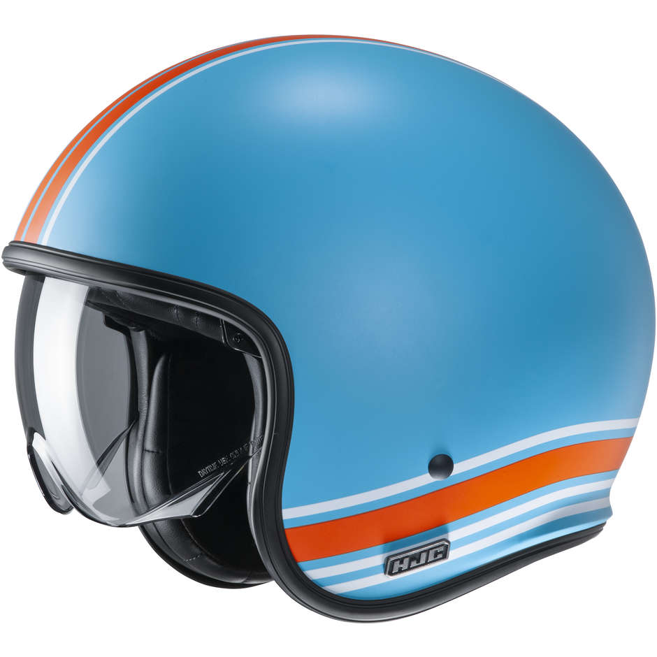 Jet Custom Helmet in Fiber HJC V30 SENTI MC27SF Blue Opaque Red