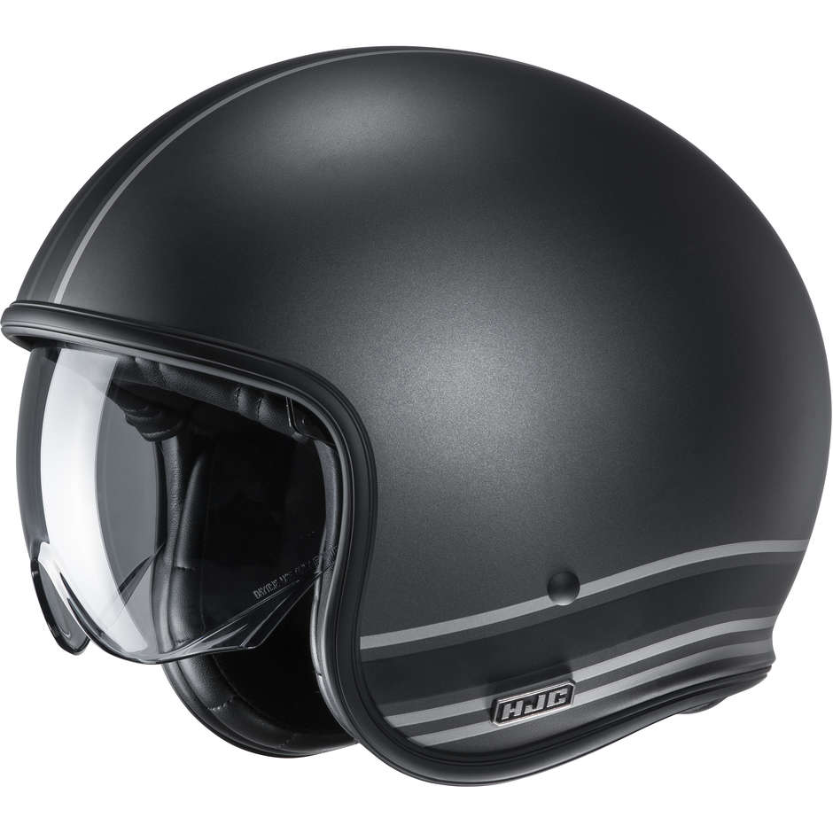 Jet Custom Helmet in Fiber HJC V30 SENTI MC5SF Black Matt Gray