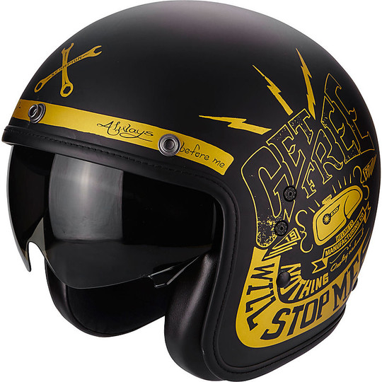 Jet Custom Scorpion Belfast Fender Black Opaco Gold Helmet