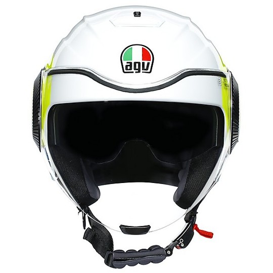 Jet Helmet Double Visor Motorcycle AGV ORBYT Multi SUNSET White Yellow Fluo