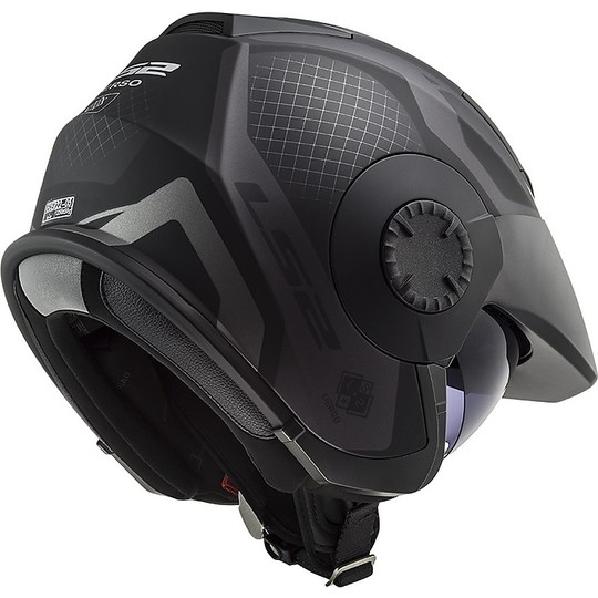 Jet Helmet Double Visor Motorcycle Ls2 OF570 VERSO Marker Matt Black Titanium