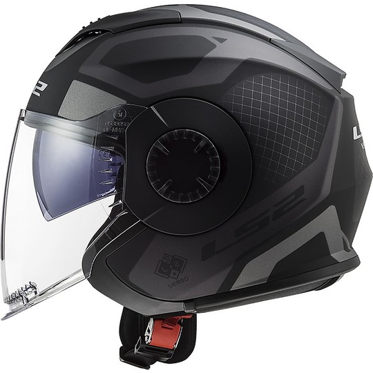 Jet Helmet Double Visor Motorcycle Ls2 OF570 VERSO Marker Matt Black Titanium