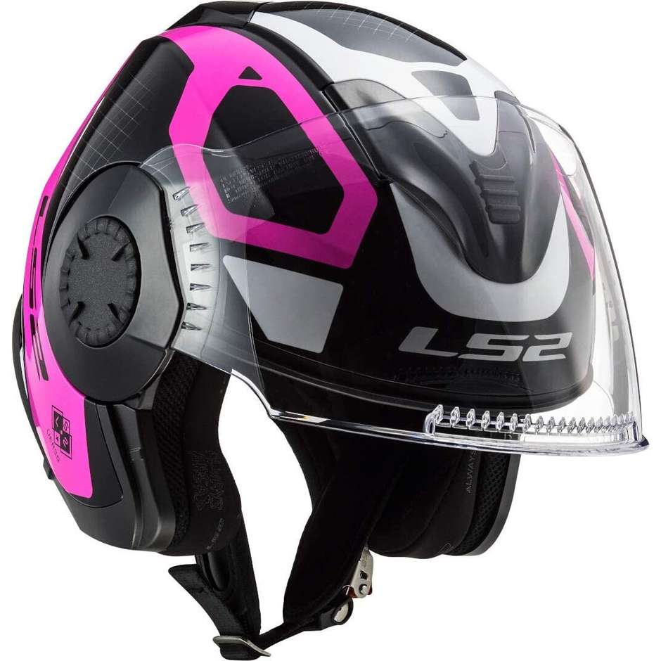 Jet Helmet Double Visor Motorcycle Ls2 OF570 VERSO Marker Matte Black Purple