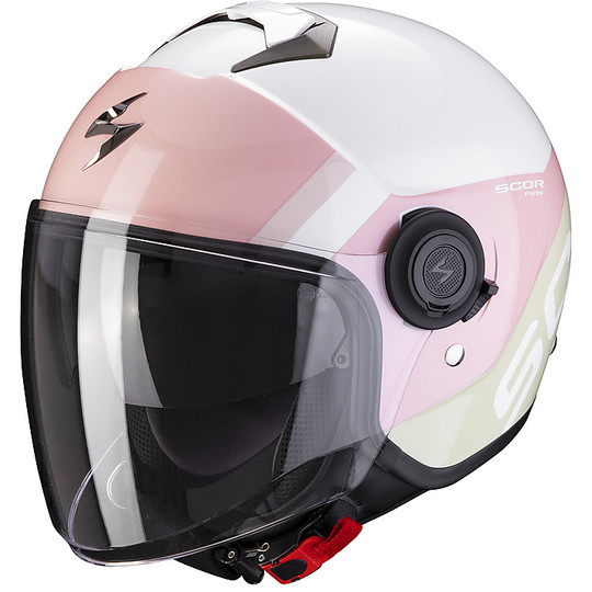 Jet Helmet Double Visor Scorpion motorcycle Exo-City SYMPA White Coral Green