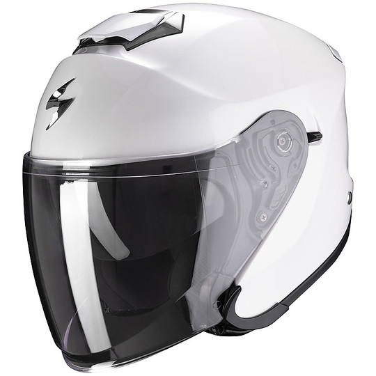 Jet Helmet in Fiberglass Visor Double Scorpion EXO-S1 SOLID Pearl White