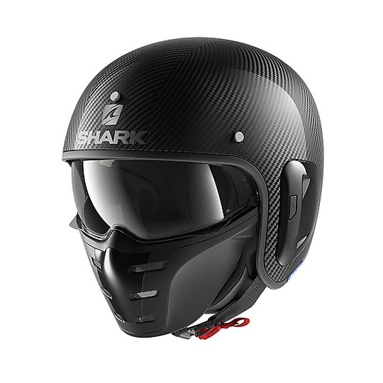 Jet Helmet Retro Motorcycle Shark S-DRAK CARBON 2 Skin Silver Black