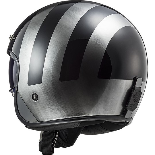 Jet Ls2 Custom Motorcycle Helmet OF601 BOB Lines Black Jeans