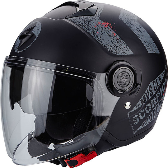 Jet Moto Helm Scorpion Exo-City Heritage Matt Schwarz Grau
